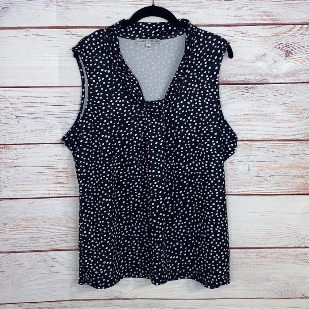 Larry Levine - Black and White Polka Dot Sleeveless Top